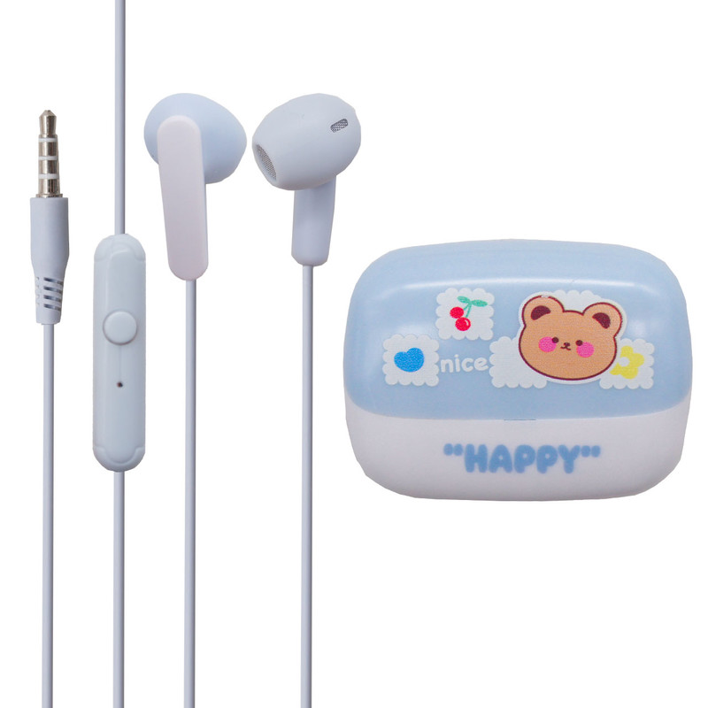 هندزفری طرح فانتزی خرس مدل Happy Teddy_XY72 به همراه کیف هندزفری
