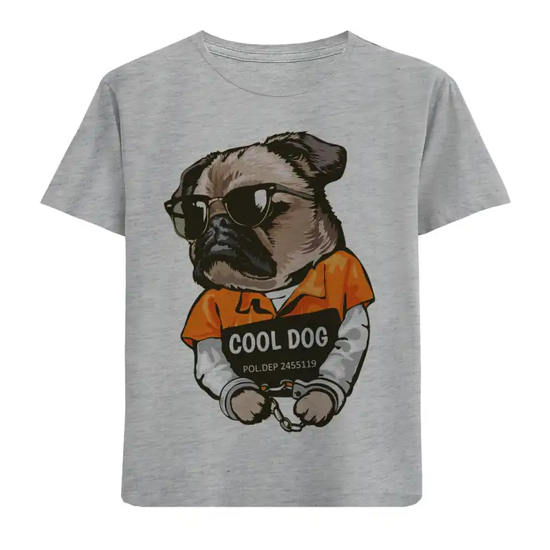 تی شرت آستین کوتاه بچگانه مدل سگ عینکی F568