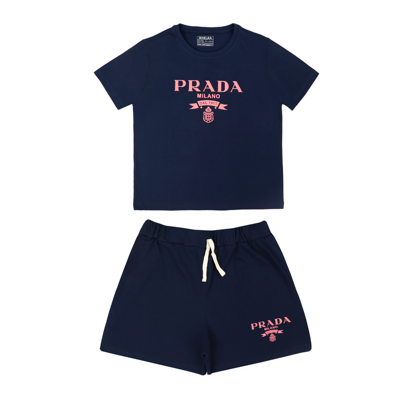 ست تی شرت و شلوارک زنانه مدل کشی بنددار