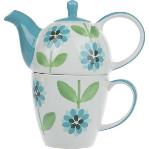 ست قوری و ماگ سرامیکی تایلندی مدل Blue Pot