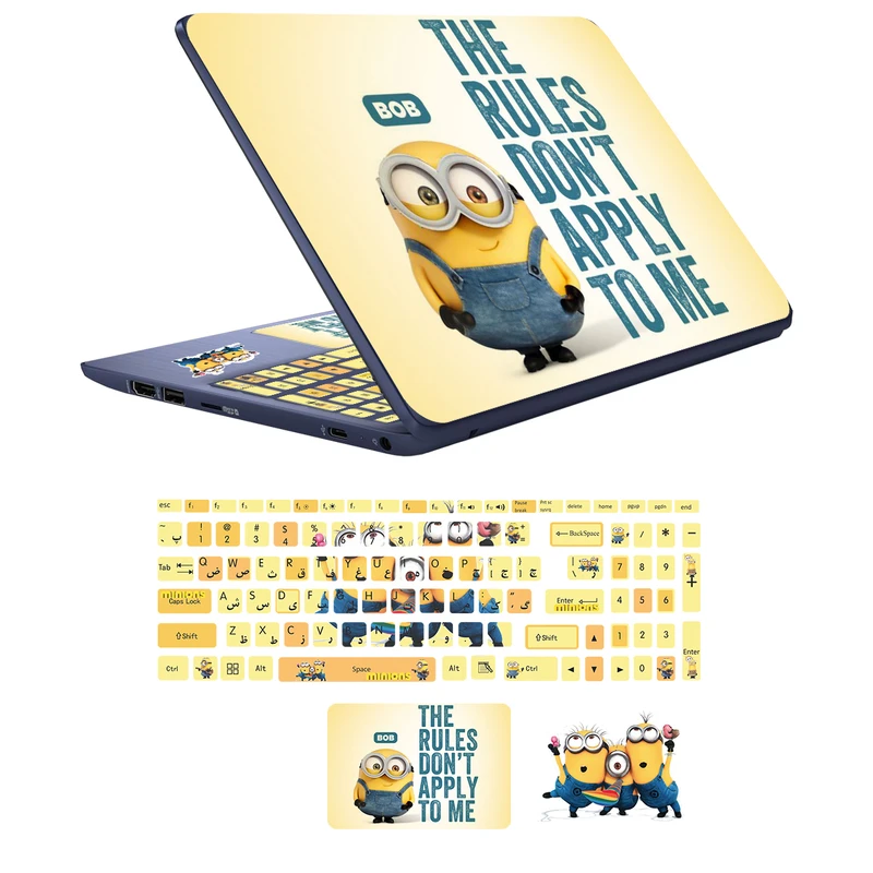 استیکر لپ تاپ مدل minion مناسب برای لپ تاپ 15 تا 17 اینچ به همراه برچسب حروف فارسی کیبورد