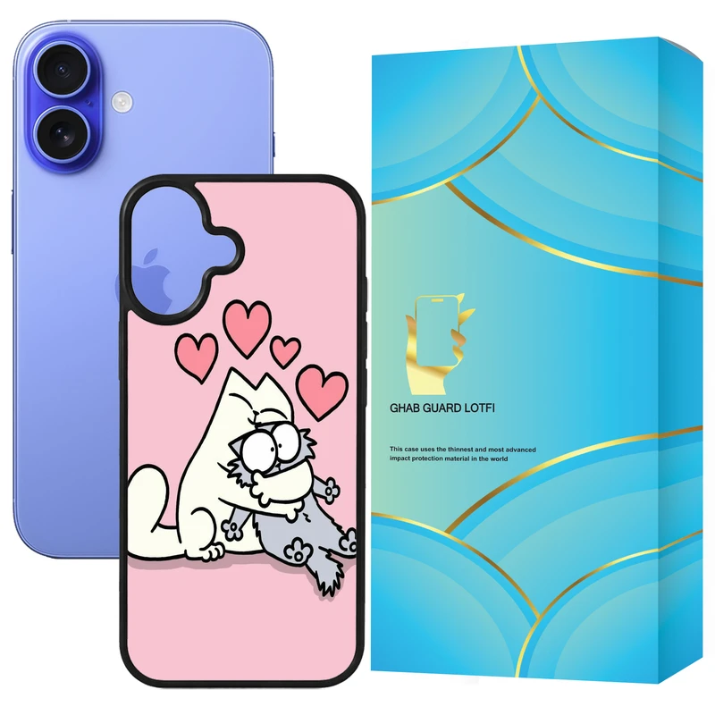 کاور قاب گارد لطفی طرح گربه مدل GCHP16 مناسب برای گوشی موبایل اپل iPhone 16 