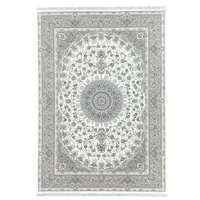 فرش ماشینی 1200 شانه زمینه کرم حاشیه نسکافه ایی مدل ترنج اصفهان کلاسیک