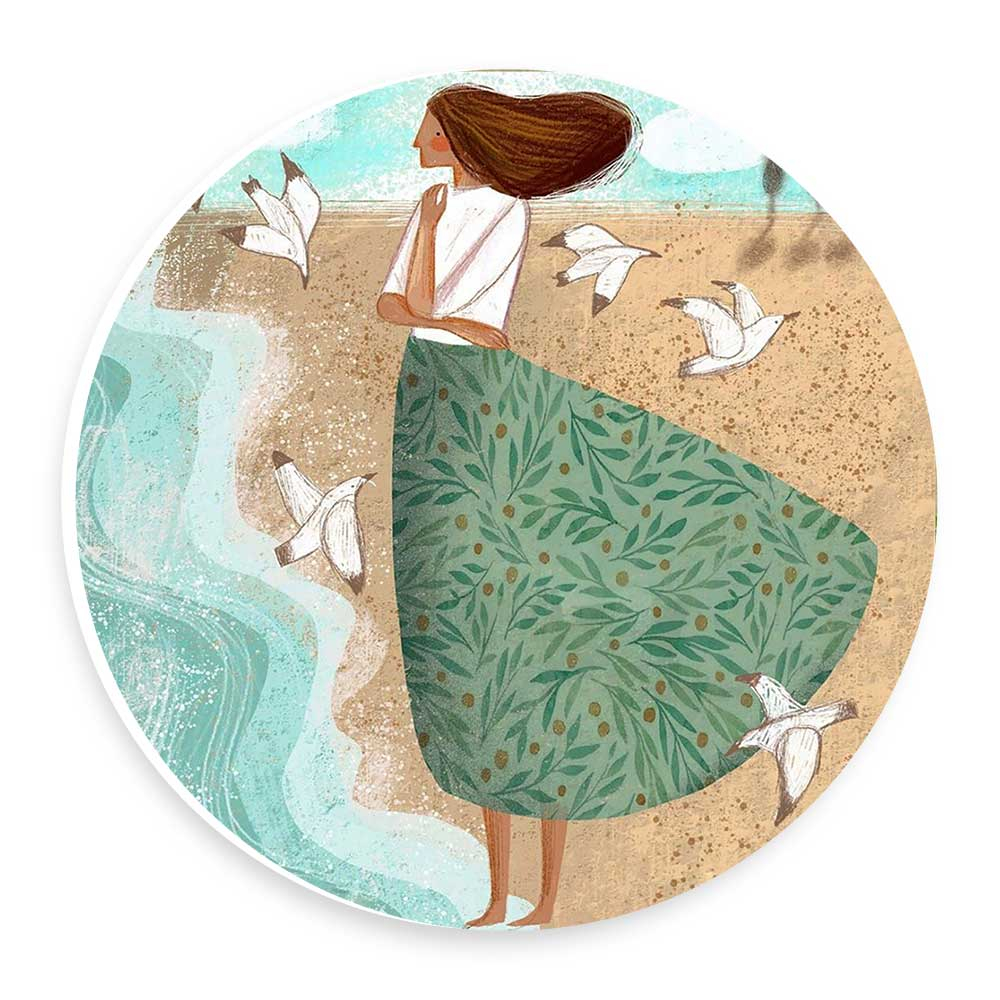 دیوارکوب طرح بانو و مرغان دریایی مدل wtb232