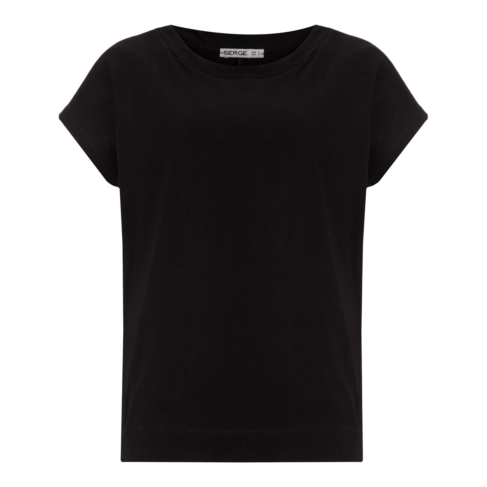 تی شرت آستین کوتاه زنانه سرژه مدل  یقه گرد کد 203367 رنگ مشکی