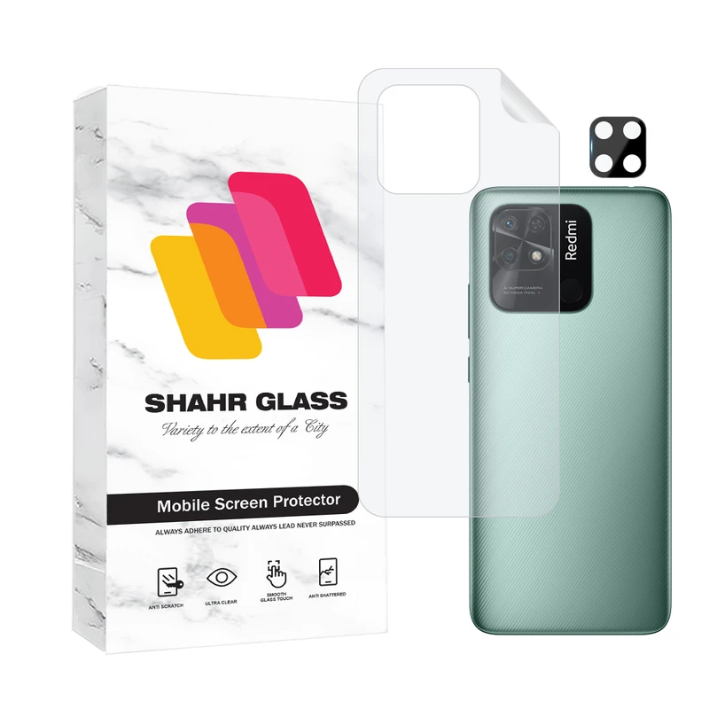 محافظ پشت گوشی شهر گلس مدل MTBFULS مناسب برای گوشی موبایل شیائومی Redmi 10C به همراه محافظ لنز
