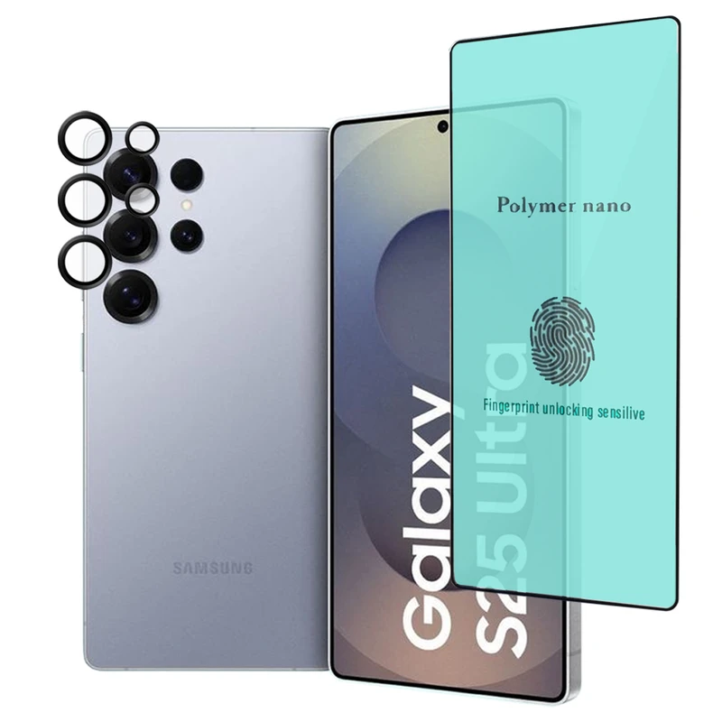 محافظ صفحه نمایش آکوآرا مدل Polymer nano-Pack مناسب برای گوشی موبایل سامسونگ Galaxy S25 Ultra 5G به همراه محافظ لنز دوربین