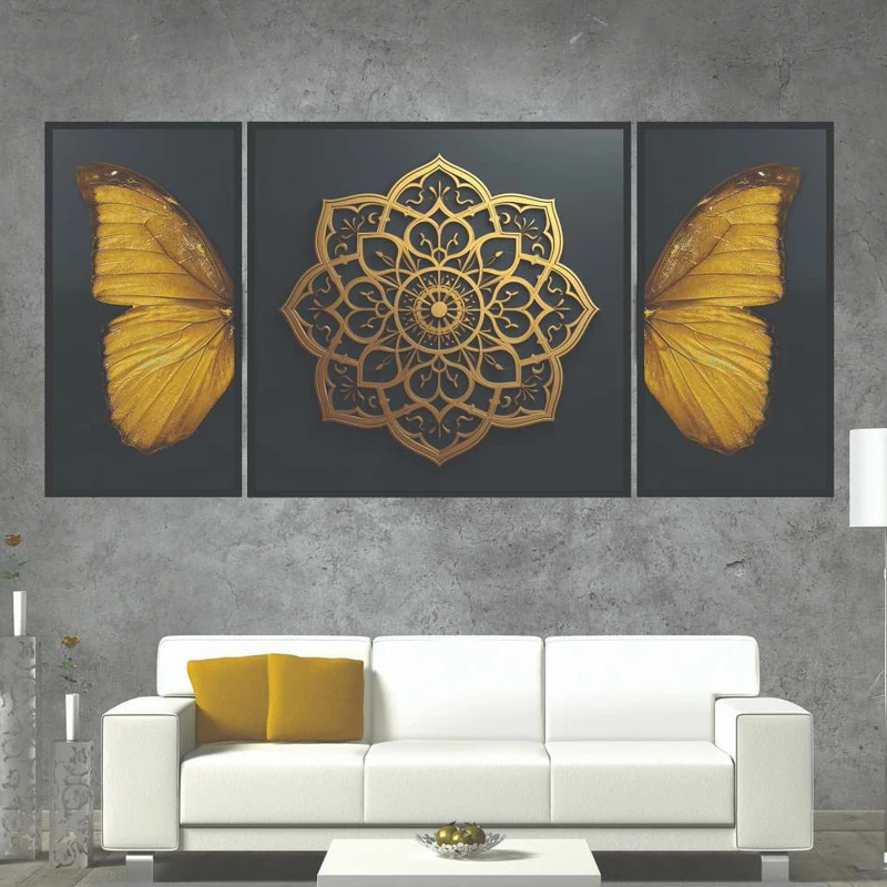 تابلو بکلیت طرح دیجیتال آرت مدل B-1998 فریم مشکی مجموعه 3 عددی