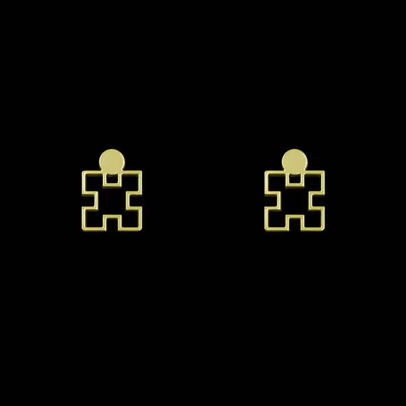 گوشواره طلا 18 عیار زنانه مدوپد مدل مربع‌ها کد GA1-14938