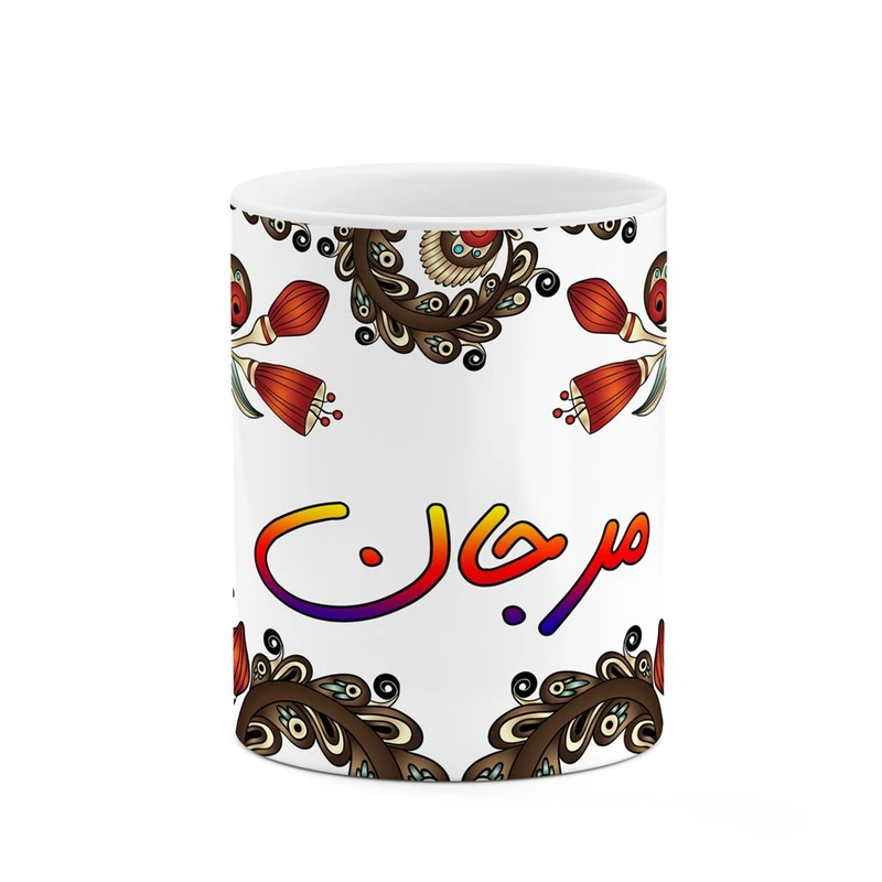 ماگ کاکتی مدل اسم مرجان طرح سنتی گل و بته کد mgh47525