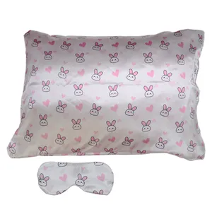 رو بالشی مدل ساتن ابریشم طرح خرگوشی به همراه چشم بند