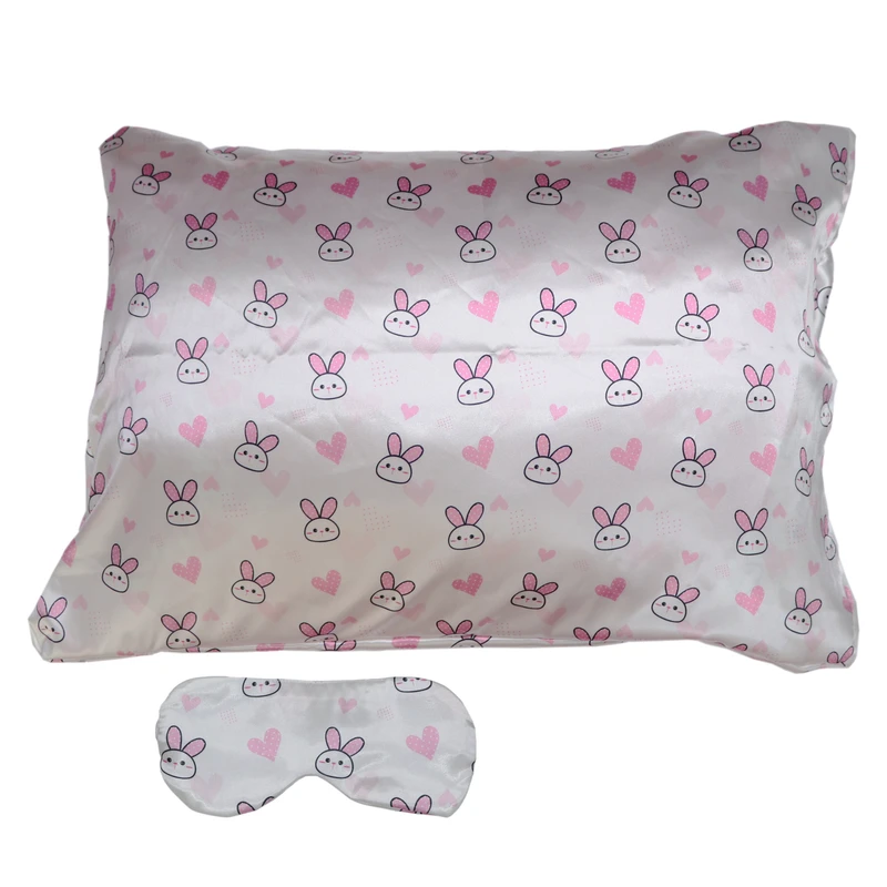 رو بالشی مدل ساتن ابریشم طرح خرگوشی به همراه چشم بند