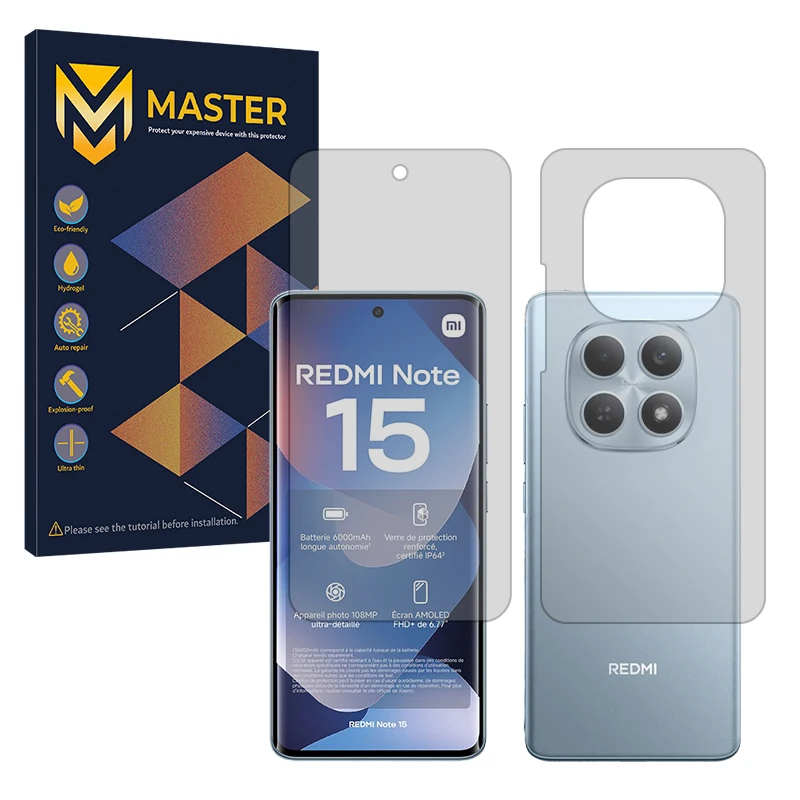 محافظ صفحه نمایش مات مستر مدل Resistant مناسب برای گوشی موبایل شیائومی Redmi Note 15 4G به همراه محافظ پشت گوشی موبایل 