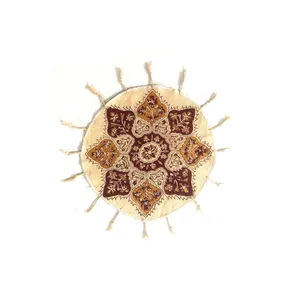 پارچه قلمکار لوح هنر نقش گل هشت پر کد 817 سایز  25*25 سانتی متر