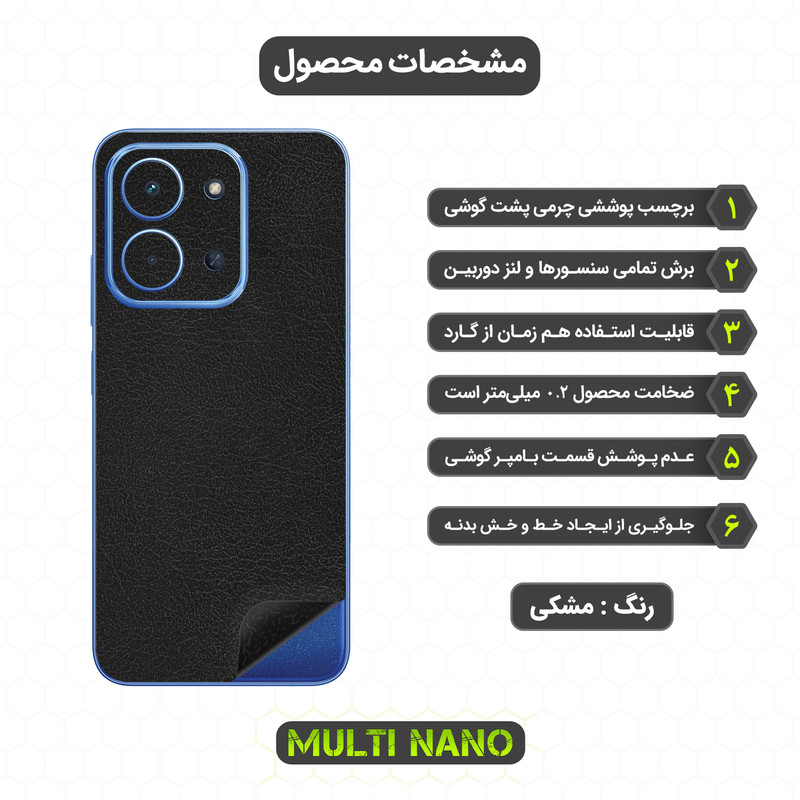 برچسب پوششی مولتی نانو طرح چرم مدل X-F1L مناسب برای گوشی موبایل شیائومی Redmi 15C 4G