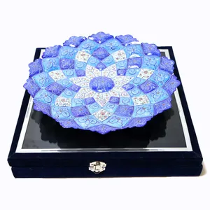 بشقاب میناکاری طرح اسلیمی قطر 30سانتی متری