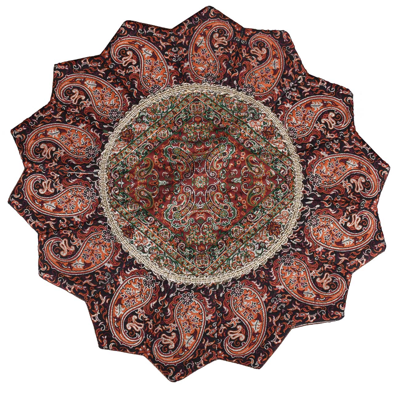 رومیزی ترمه حسینی یزد طرح خورشید مدل 09-33