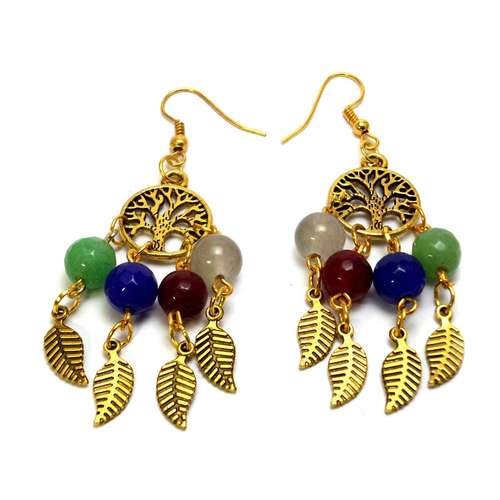 گوشواره آویز زیورآلات خرداد مدل 573E طرح برگ درخت زندگی