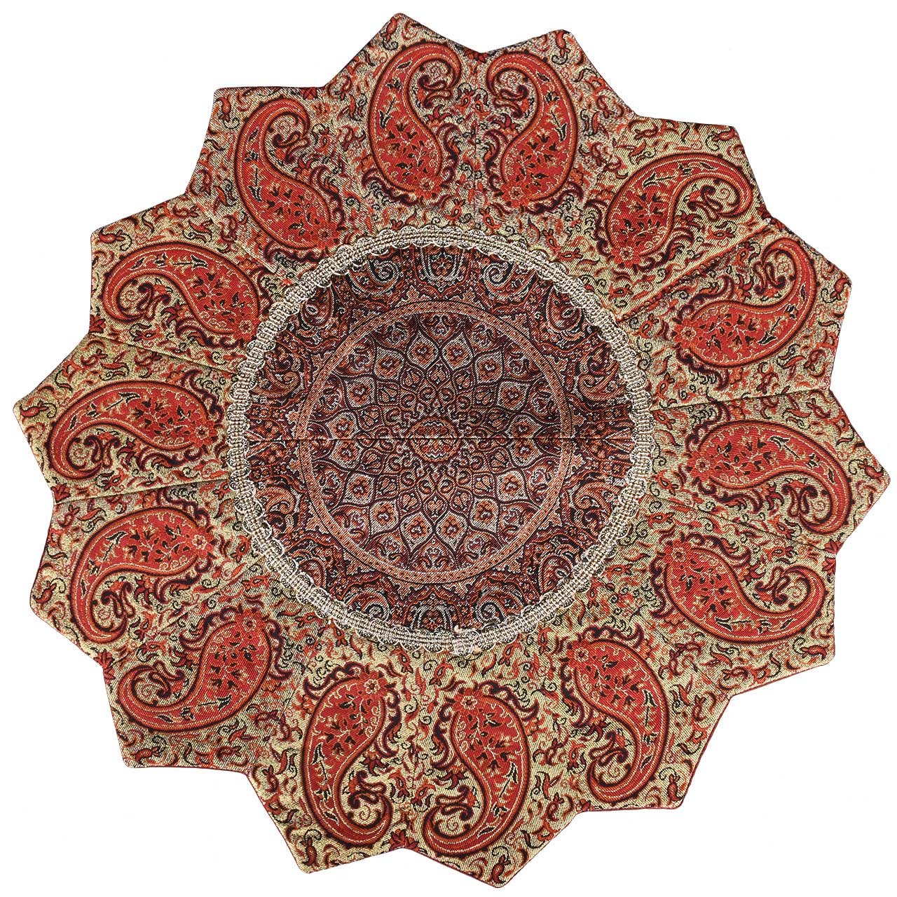رومیزی ترمه حسینی یزد طرح خورشید مدل 11-33