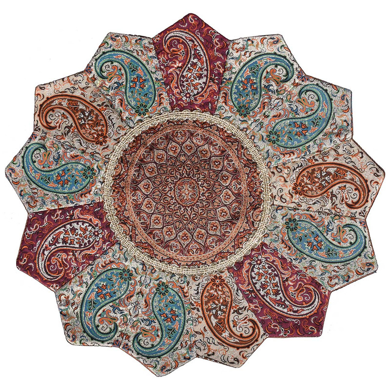 رومیزی ترمه حسینی یزد طرح خورشید مدل 14-33