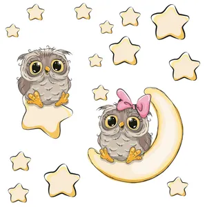 استیکر دیواری کودک تُکتم طرح ماه و ستاره کد 15