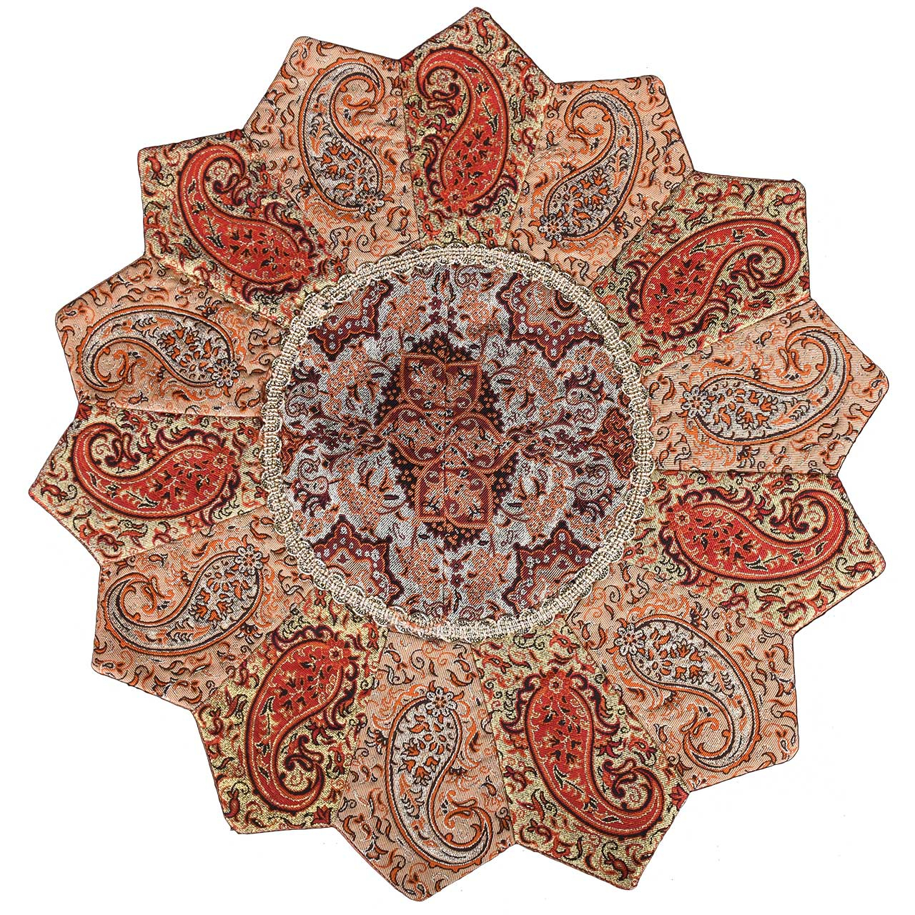 رومیزی ترمه حسینی یزد طرح خورشید مدل 15-33