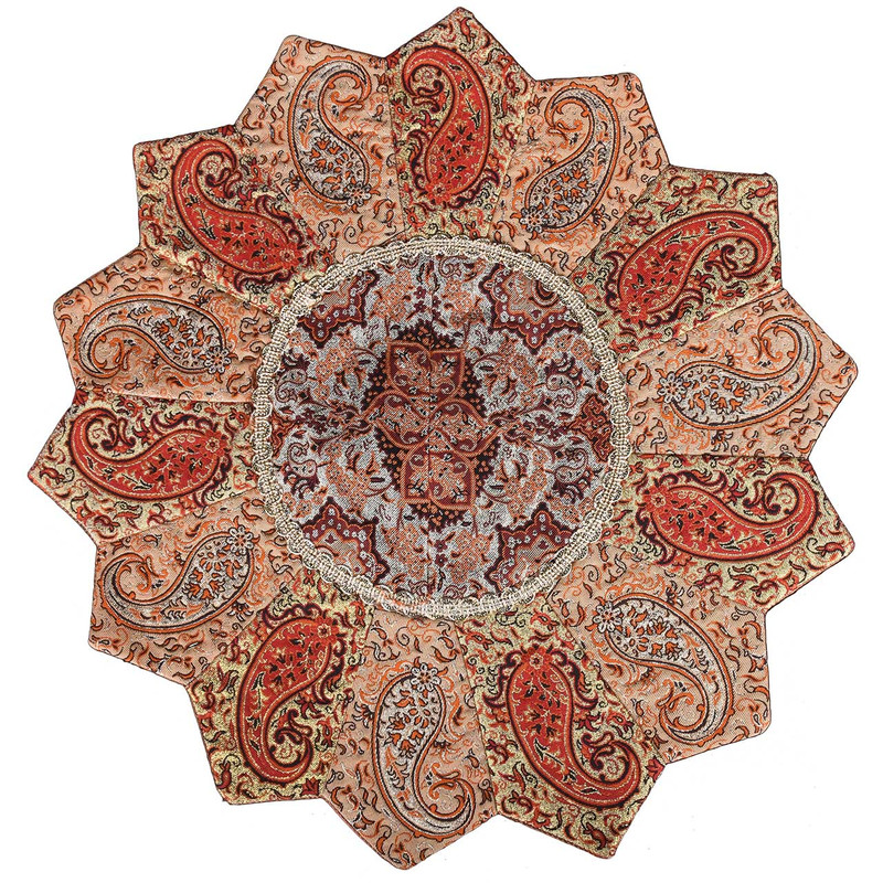 رومیزی ترمه حسینی یزد طرح خورشید مدل 15-33