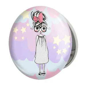 آینه جیبی خندالو طرح دخترونه مدل تاشو کد 5492 