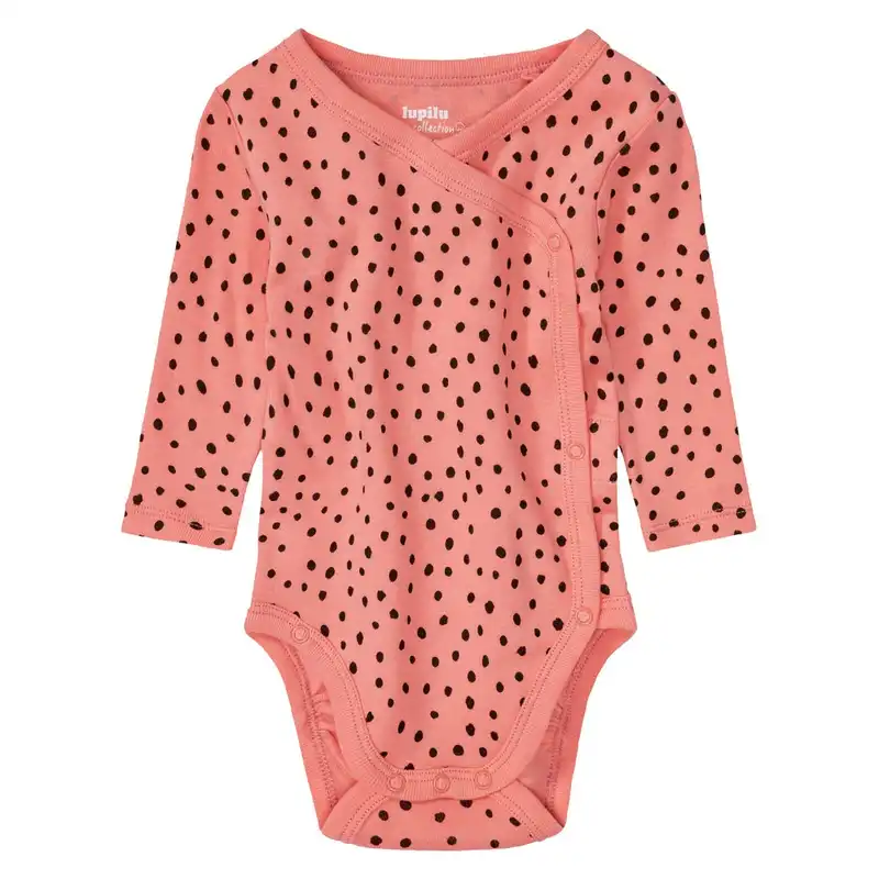 بادی آستین بلند نوزادی لوپیلو مدل نقطه دار بسته دو عددی