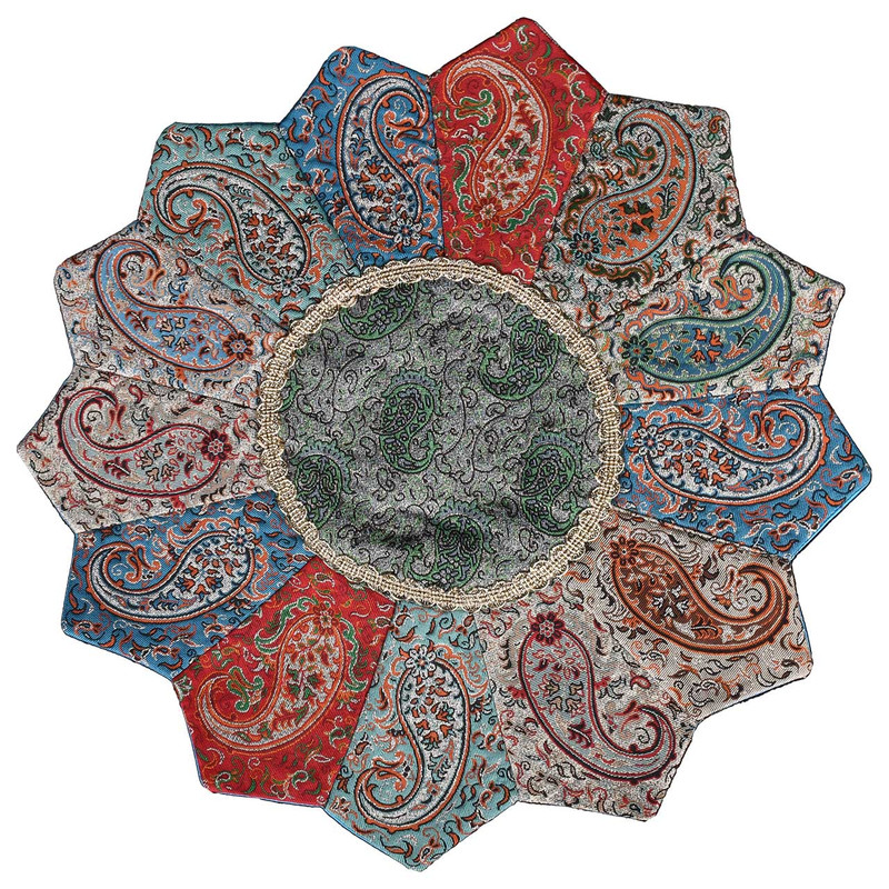 رومیزی ترمه حسینی یزد طرح خورشید مدل 16-33