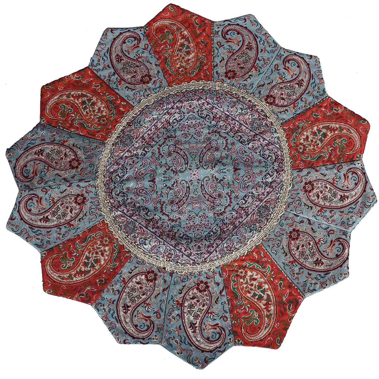 رومیزی ترمه حسینی یزد طرح خورشید مدل 18-33