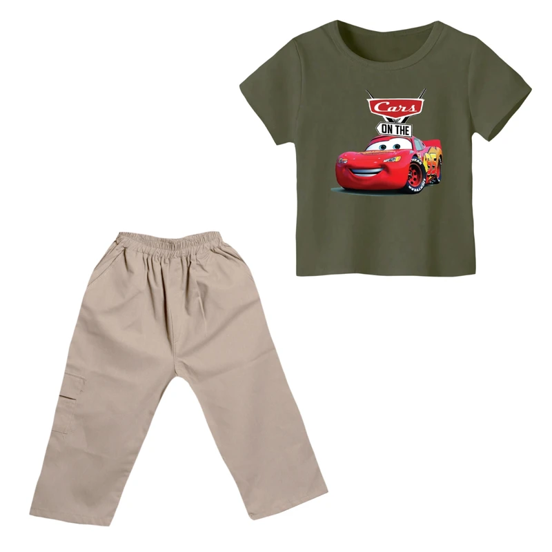 ست تی شرت و شلوارک پسرانه مدل ماشین ها کد 7