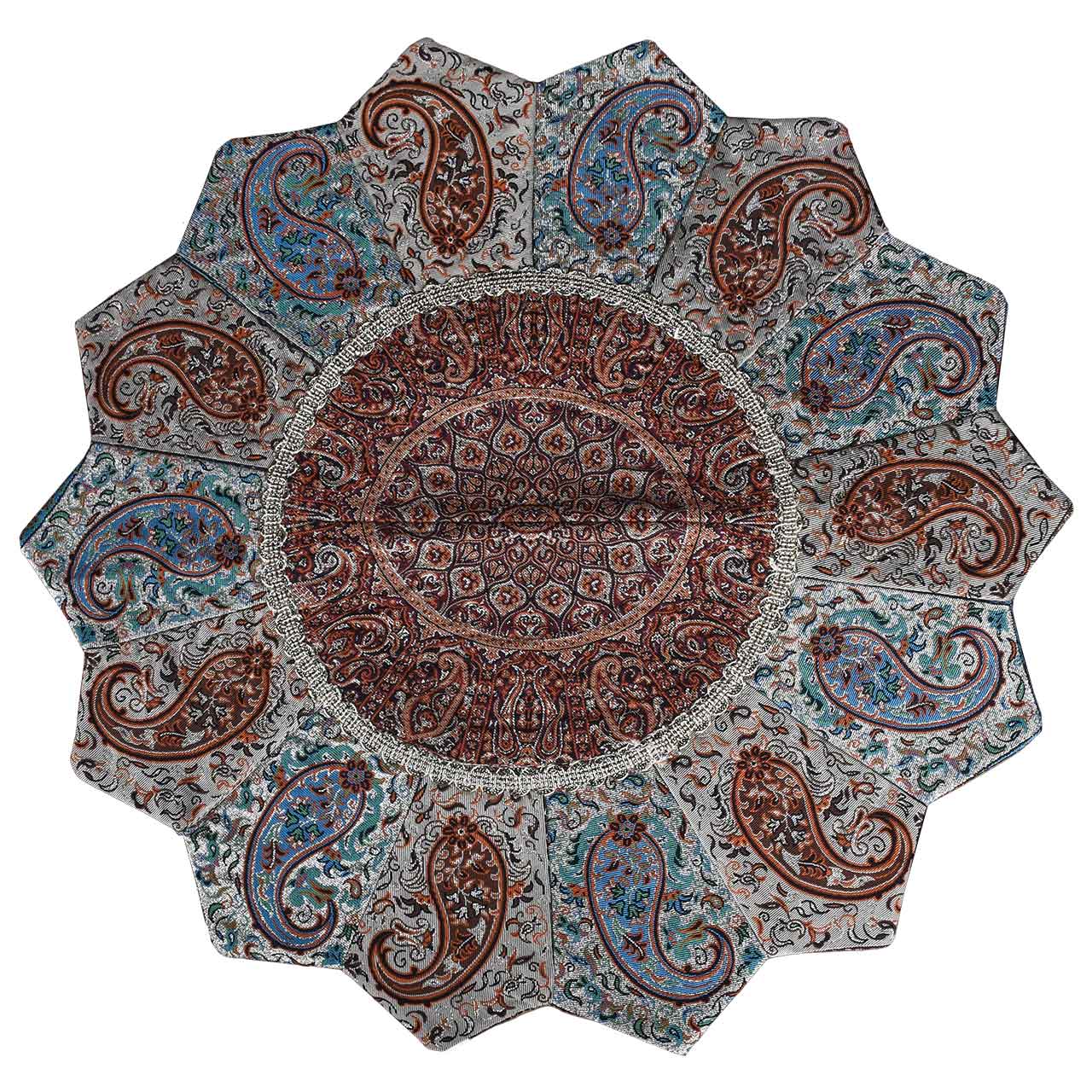 رومیزی ترمه حسینی یزد طرح خورشید مدل 22-33