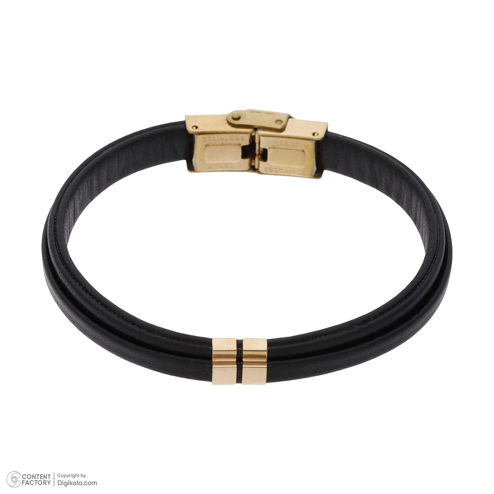 دستبند طلا 18 عیار مردانه با بند چرمی بان گالری مدل لئو -  - 3