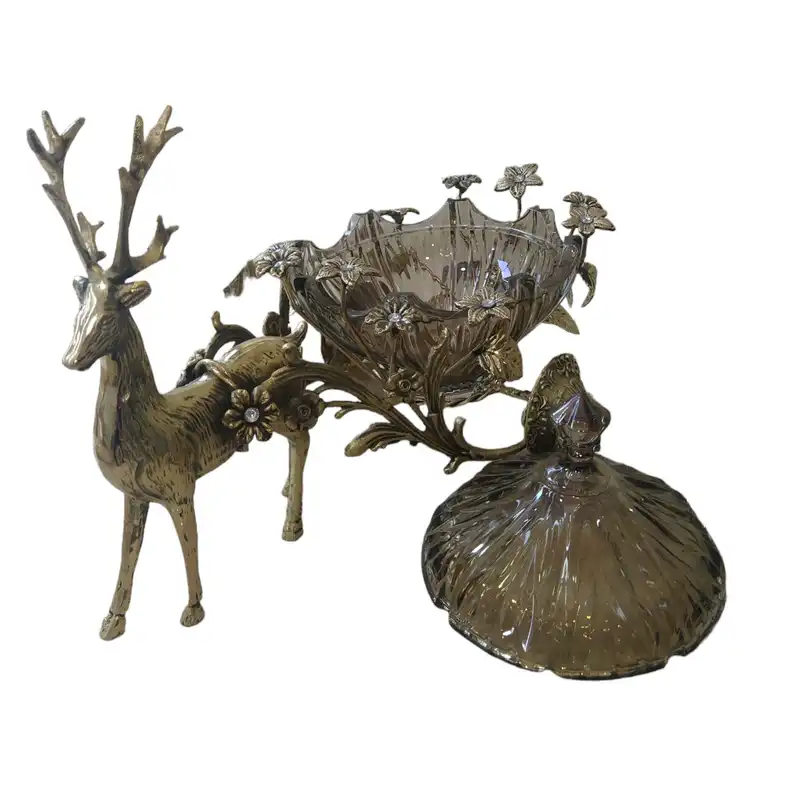 شکلات خوری برنزی  مدل گوزن و کالسکه