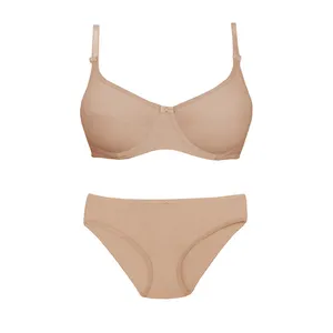 ست شورت و سوتین زنانه تی بی ان مدل فنردار درز دار کد 1268 رنگ کرم