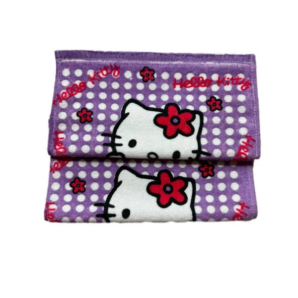 حوله دست و  صورت مدل هلو کیتی سایز 30x30 سانتی متر مجموعه 2 عددی