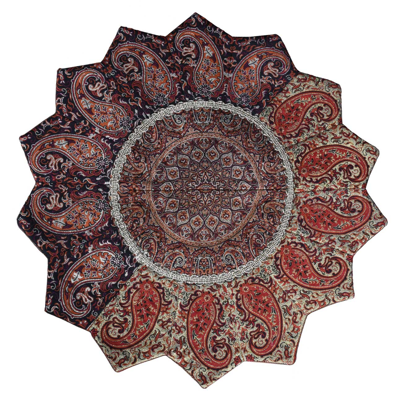 رومیزی ترمه حسینی یزد طرح خورشید مدل 24-33