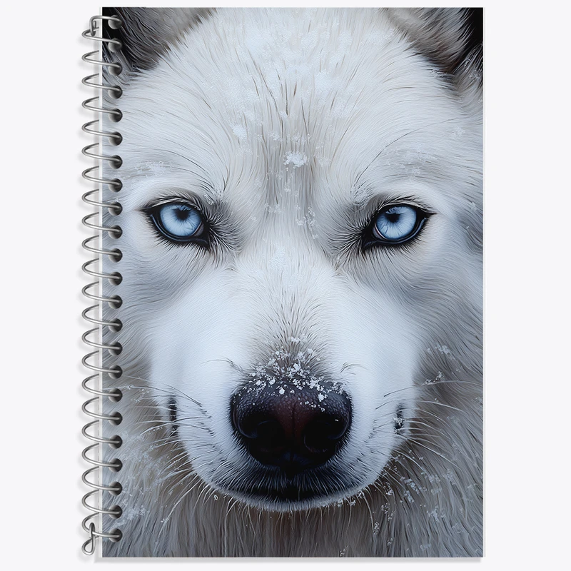 دفتر زبان 50 برگ خندالو مدل دو خط طرح سگ هاسکی کد F5318