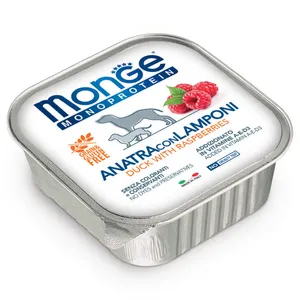 خوراک سگ مونگه مدل Duck With Raspberry-14342 با طعم اردک و رَزبری وزن 150 گرم