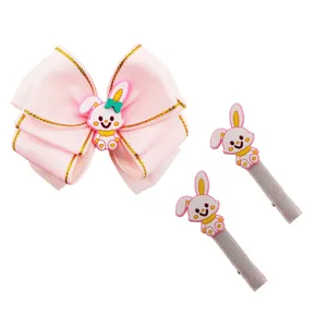 گیره مو دخترانه مدل خرگوش فانتزی کد GOL1 بسته 2 عددی به همراه کش مو