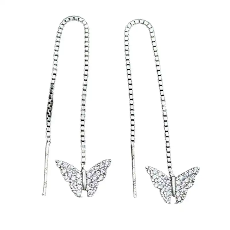 گوشواره نقره زنانه مدل بخیه پروانه RZZDEH-033