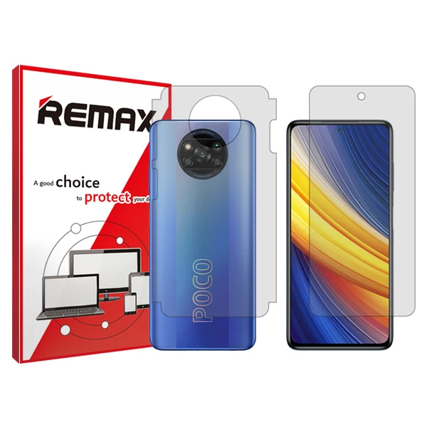 محافظ صفحه نمایش شفاف ریمکس مدل Hygel مناسب برای گوشی شیائومی Poco X3 Pro به همراه محافظ پشت گوشی