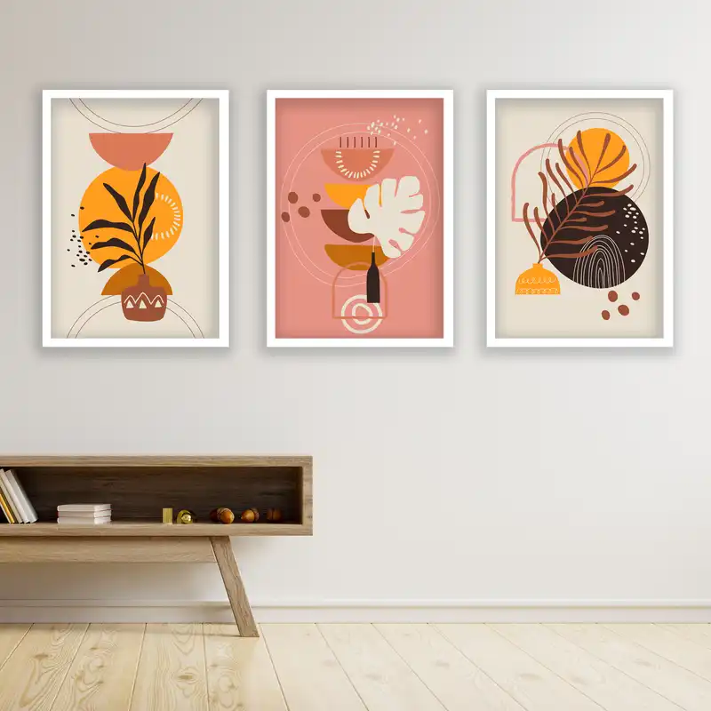 تابلو مدل مینیمال دکوراتیو کد LA-G3048 مجموعه 3 عددی