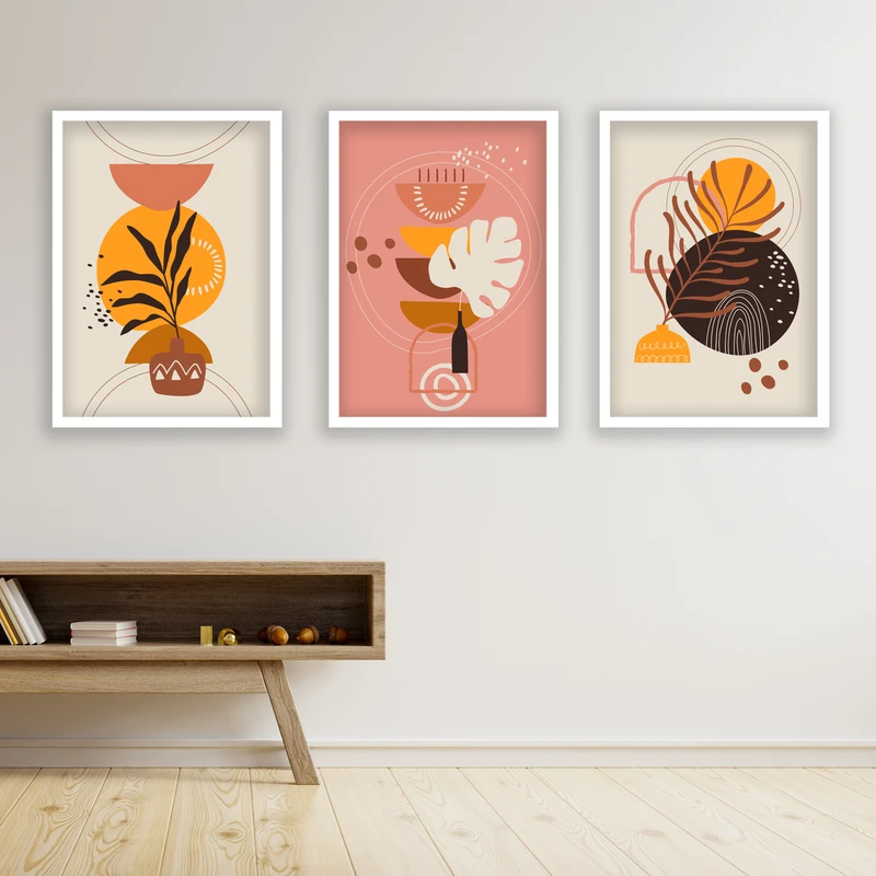 تابلو مدل مینیمال دکوراتیو کد LA-G3048 مجموعه 3 عددی