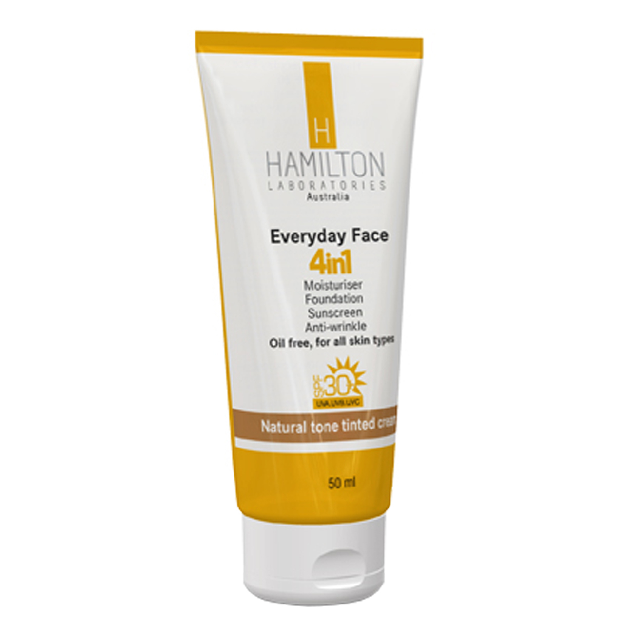 کرم ضد آفتاب رنگی 4 در 1 همیلتون مدل Natural Tone SPF30 حجم 50 میلی لیتر