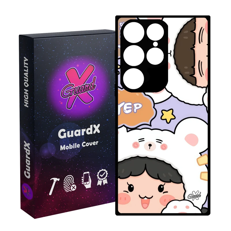 کاور گارد ایکس طرح دختر خرسی مدل Glass10655 مناسب برای گوشی موبایل سامسونگ Galaxy S24 Ultra