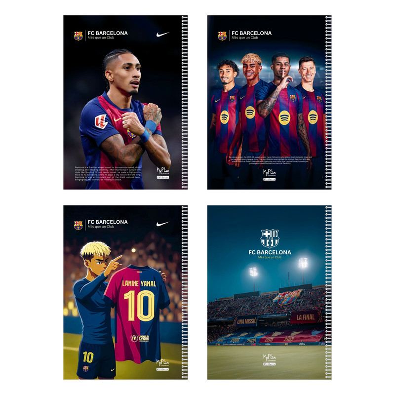 دفتر مشق 50 برگ مای پلن طرح بارسلونا مدل حاشیه دار مجموعه 4 عددی کد B501