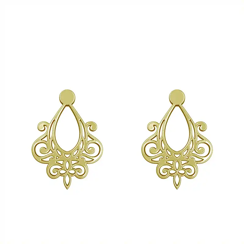 گوشواره طلا 18 عیار زنانه مدوپد مدل هندسی کد GA1-15189