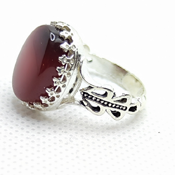 انگشتر نقره مردانه مدل سنگ عقیق رضوی رکاب صفوی کد 4009